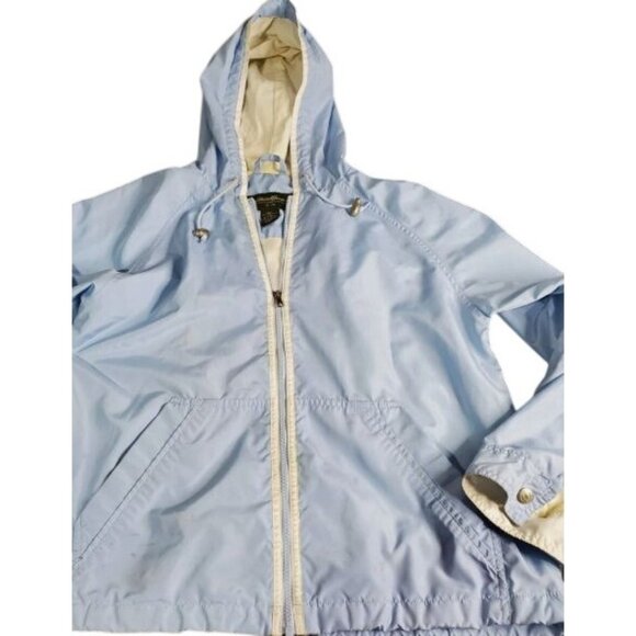 Eddie Bauer Pale Blue Lightweight Jacket Hood Front Pockets Full Zip Large - Picture 3 of 11